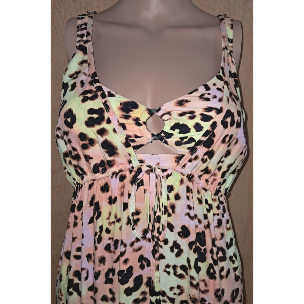 Bar III Maxi Dress Animal Print Sleeveless Swim Cover Up, Size XL, 61" Long